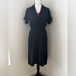 Vintage Black Women’s Midi Dress with Pink Accent